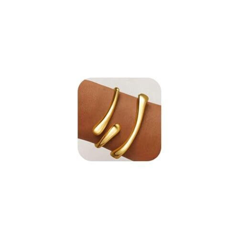 3323 Gold Bracelets Trendy, 18K Gold Plated Bangle Bracelet Set Chunky